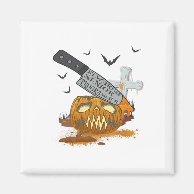 Senior Programmer Funny Halloween Party Magnet (Framsidan)