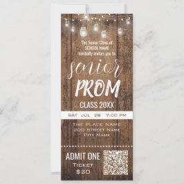 Senior Prom Rustic Biljett-partiets inbjudan