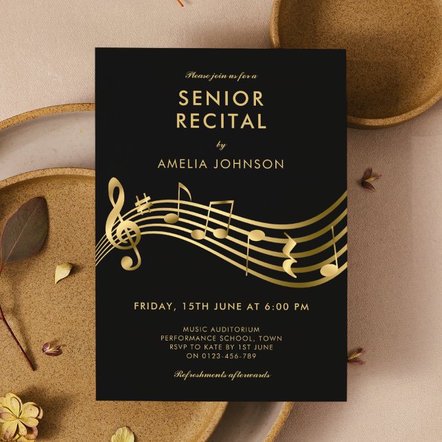 Senior Recital Musikkonsert Elegant Modern Inbjudningar (Skapare uppladdad)