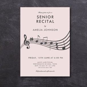 Senior Recital Musikkonsert Eleganta Noter Inbjudningar