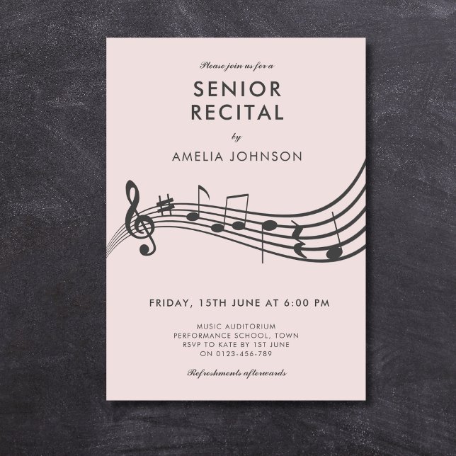 Senior Recital Musikkonsert Eleganta Noter Inbjudningar (Skapare uppladdad)