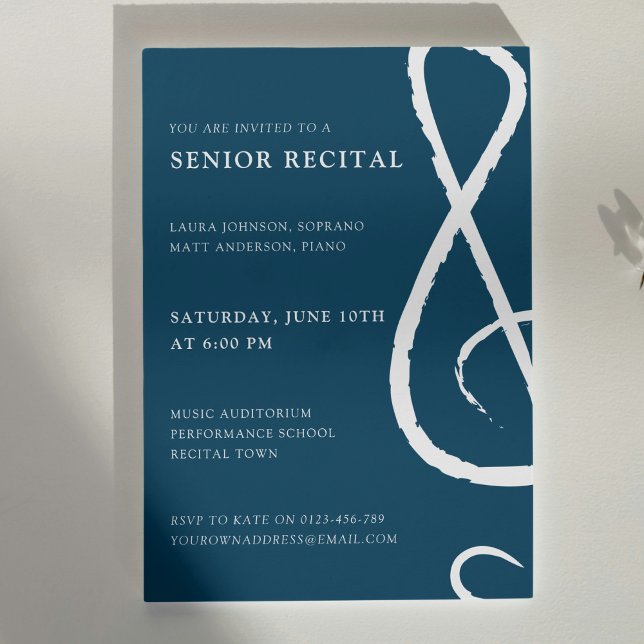 Senior skäl Treble Clef Cont Modern Inbjudningar (Skapare uppladdad)