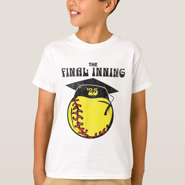 Senior Softll 2025 The Final Inning Distressed Gra T Shirt (Framsida)