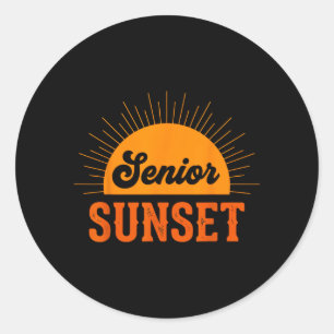 Senior solnedgång Retro examen Cl 2026 Grafik 1 Runt Klistermärke