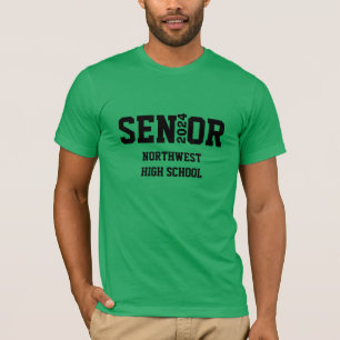 Senior Studenten Shirt with Year och School Namn T