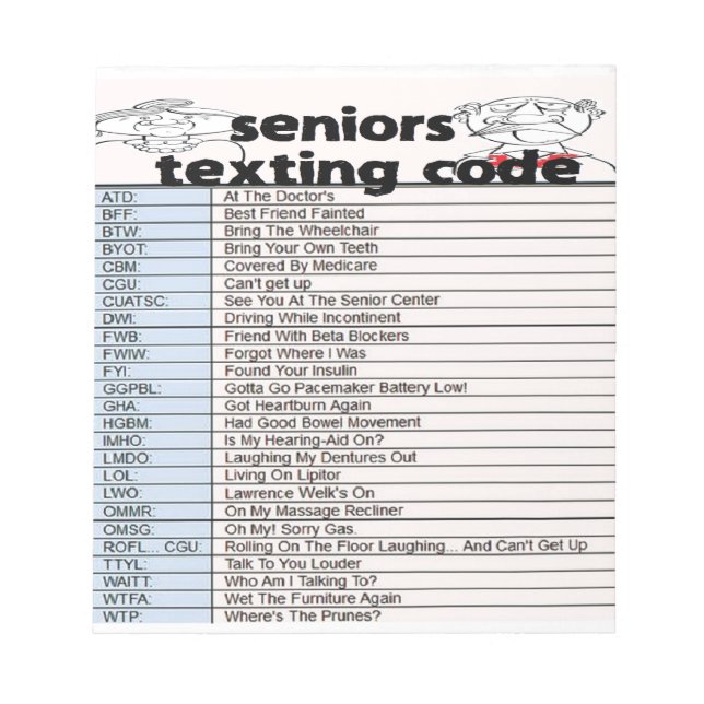 Senior Texting Code Anteckningsblock (Framsida)