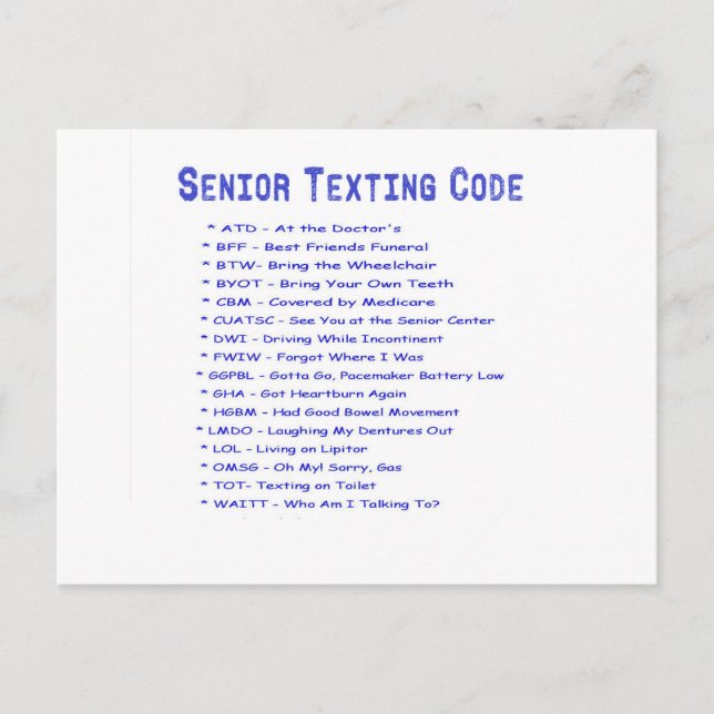 Senior Texting Code Vykort (Framsida)
