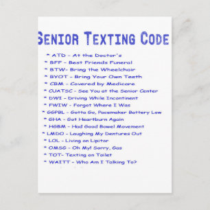 Senior Texting Code Vykort