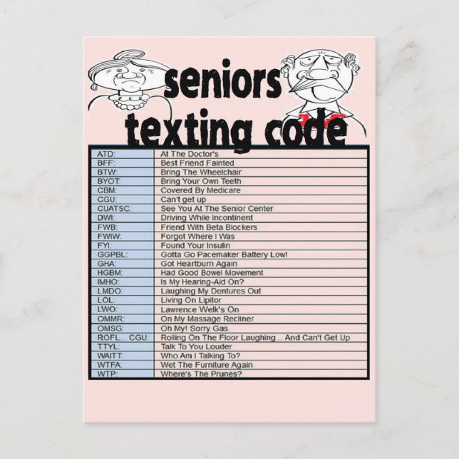 Senior Texting Code Vykort (Framsida)