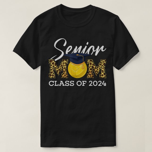 Senior Volleyball Mom Class Of 2024 Leopard Gradua T Shirt (Design framsida)
