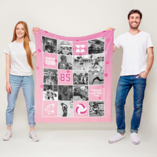 Senior Volleyboll Lag Anpassad Foto Rosa Konfetti Fleecefilt