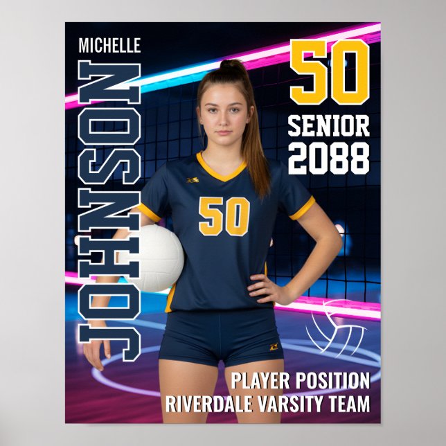 Senior Volleybollspelare Lagfoto Anpassade Sporter Poster (Framsidan)