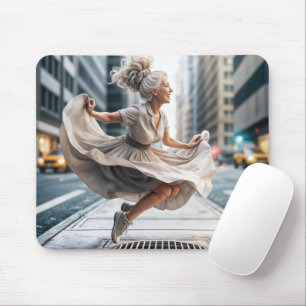 Senior Woman Jumping On Street Vent Musmatta