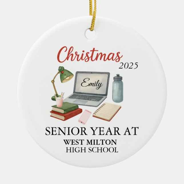 Senior Year Ornament, Custom Senior Glass Ornament (Framsidan)