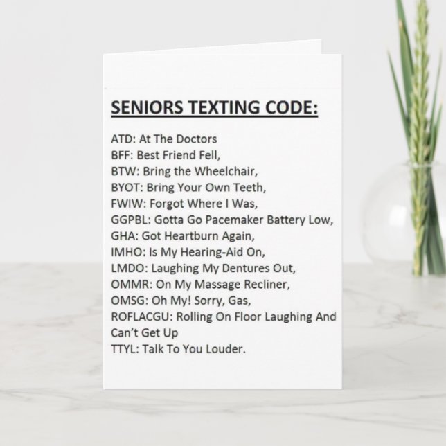Seniorernas textningskodskort kort (Framsida)