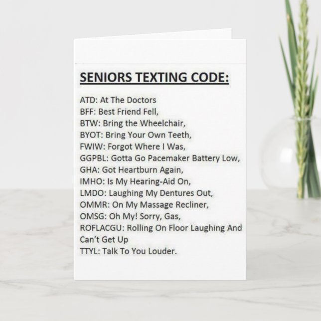 Seniorers textningskod kort (Framsida)