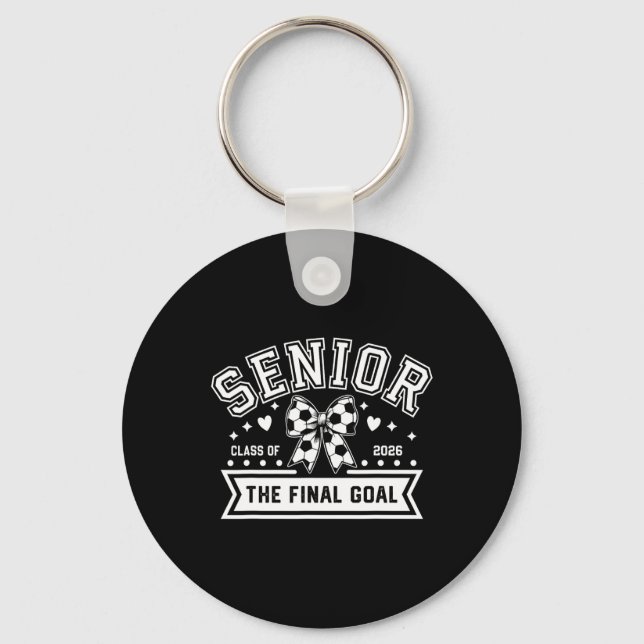 Seniorfotbollsklubb 2026 Fotboll Coquette Bow Fina Nyckelring (Framsida)