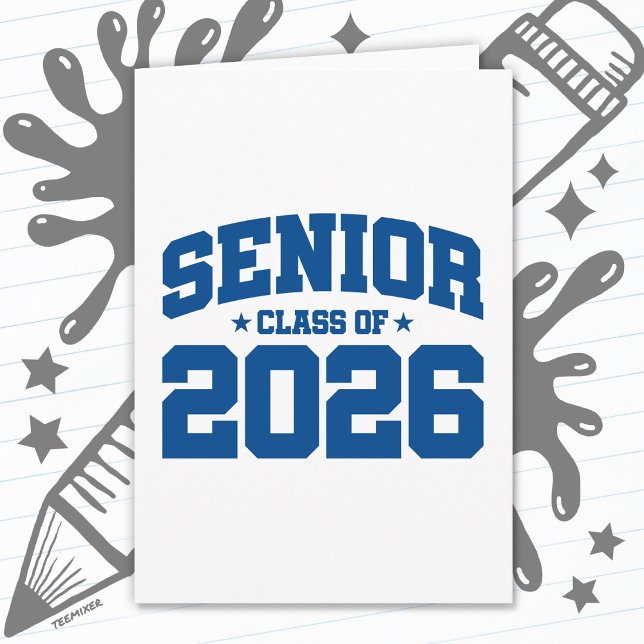 Seniorklass 2026 Blå Examen Fet Minimal Kort (Skapare uppladdad)