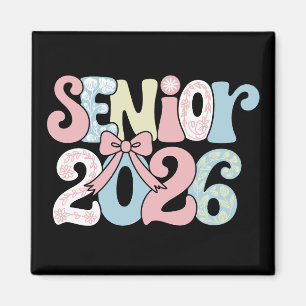 Seniorklass 2026 Blommig Båge Examen 26 Studerande Magnet
