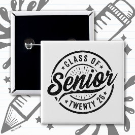 Seniorklass 2026 Cool Vintage-märke Examen Knapp