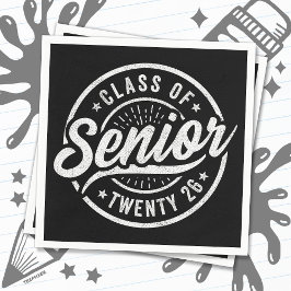 Seniorklass 2026 Cool Vintage-märke Examen Pappersservett
