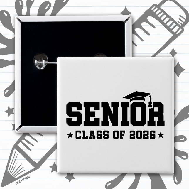 Seniorklass 2026 Fet examenstypografi Knapp (Skapare uppladdad)