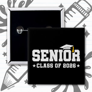 Seniorklass 2026 Fet examenstypografi Knapp
