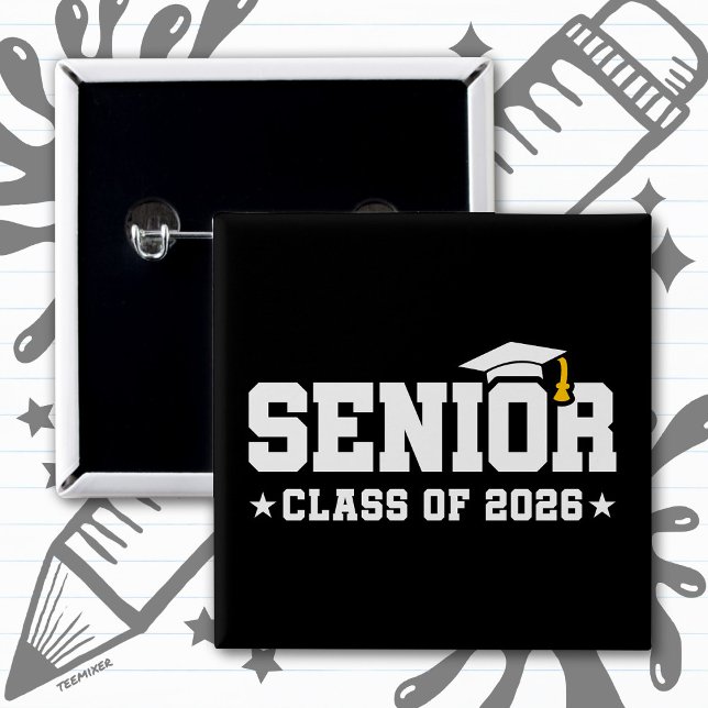 Seniorklass 2026 Fet examenstypografi Knapp (Skapare uppladdad)