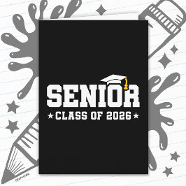 Seniorklass 2026 Fet examenstypografi Kort