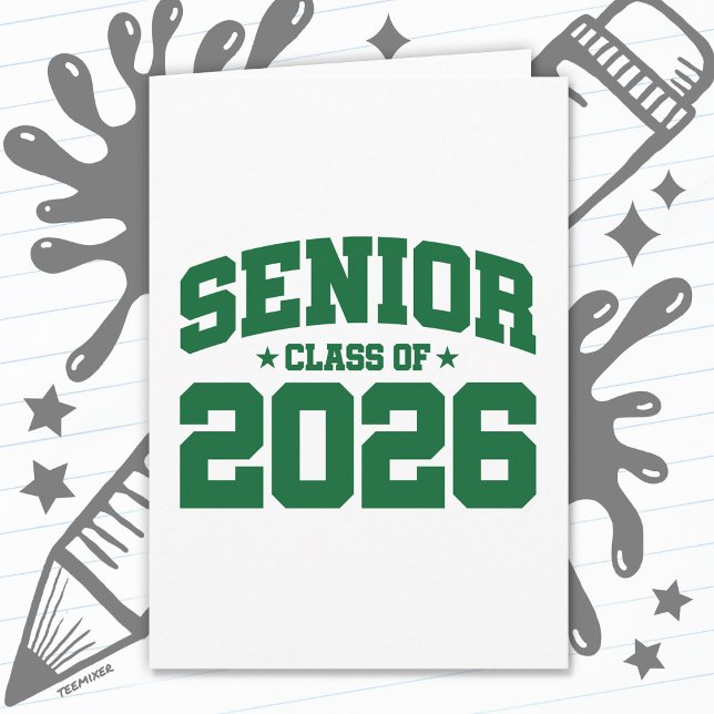 Seniorklass 2026 Grön Examen Fet Minimal Kort (Skapare uppladdad)