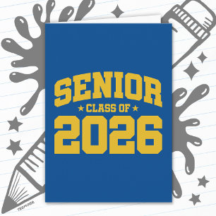 Seniorklass 2026 Guld Examen Minimalistisk Kort