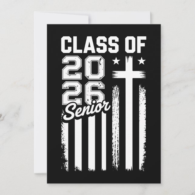 Seniorklass 2026 Kristus Jesus Amerikansk Flagga Inbjudningar (Framsida)