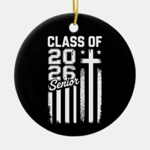 Seniorklass 2026 Kristus Jesus Amerikansk Flagga Julgransprydnad Keramik