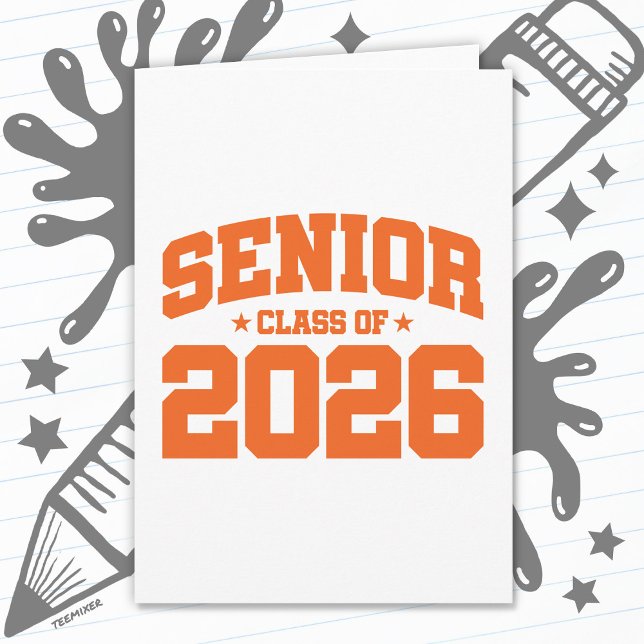 Seniorklass 2026 Orange Examen Enkel Stil Kort (Skapare uppladdad)