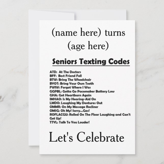 **SENIORS FÖDELSEDAGSFEST** INBJUDAN (Framsida)