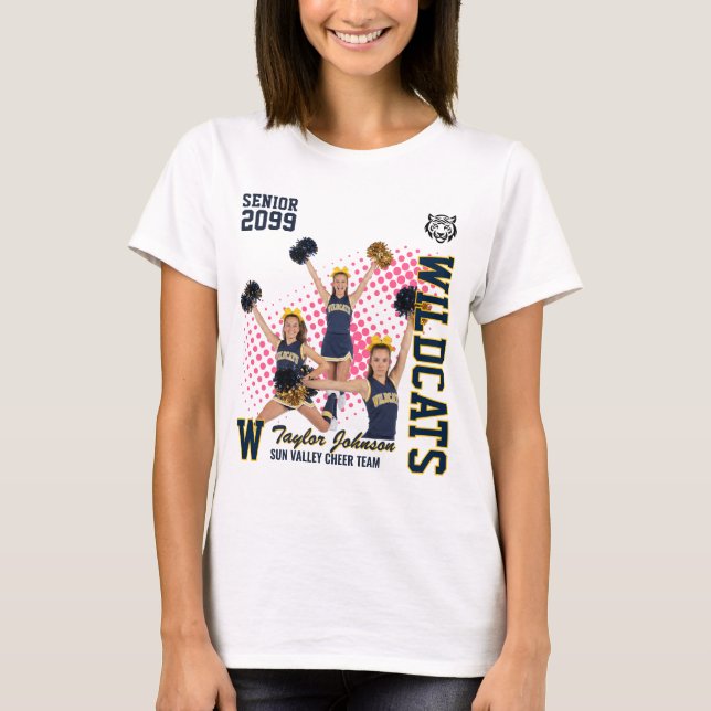 Seniorstöttelag Anpassad fotokollage Blå T Shirt (Framsida)