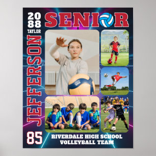 Seniorvolleybollag Idrottsspelare Fotokollage Poster