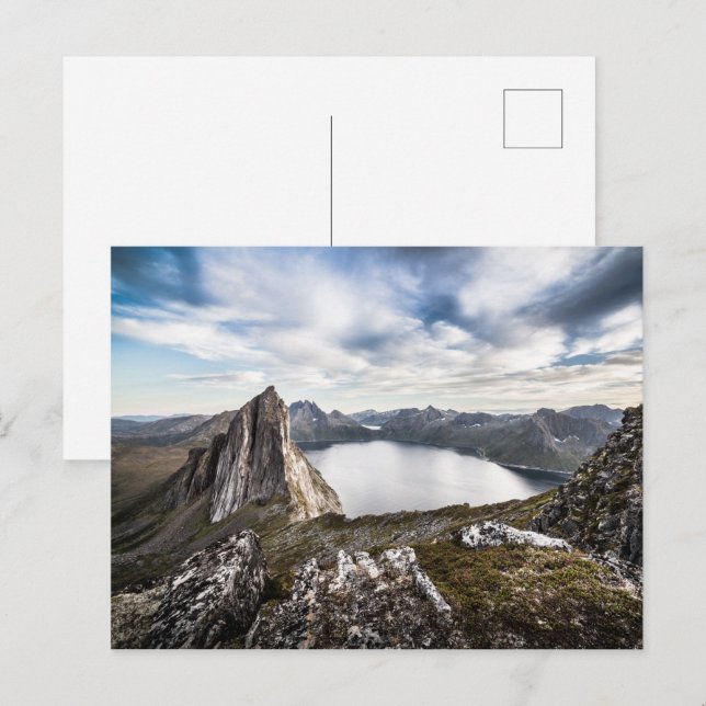 Senja Island Mountain Photo Vykort (Fram/baksida)