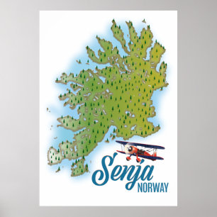 Senja Norge ö-karta Poster