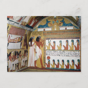 Sennedjem och hans fru mot ett naos vykort