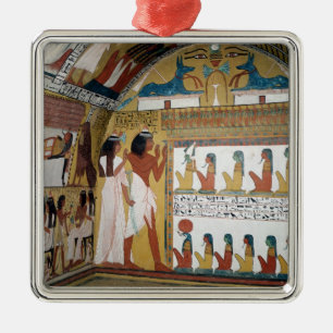 Sennedjem och hans vända mot för fru naos julgransprydnad metall