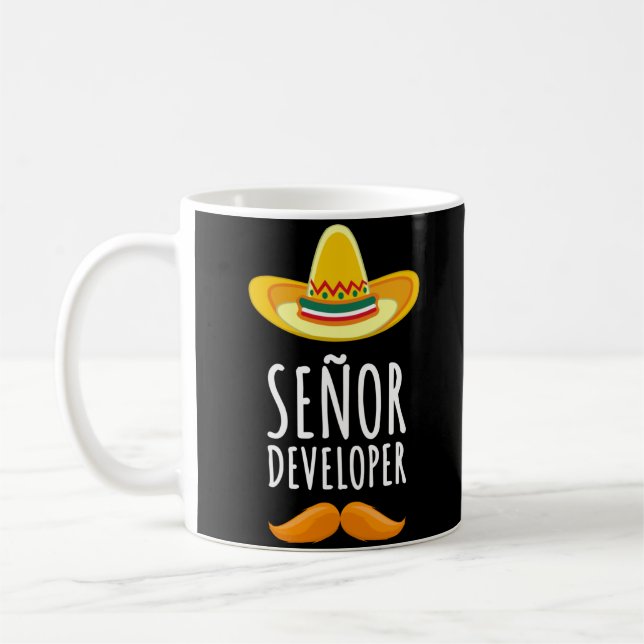 Senor Developer Sombrero och Mustache Kaffemugg (Vänster)