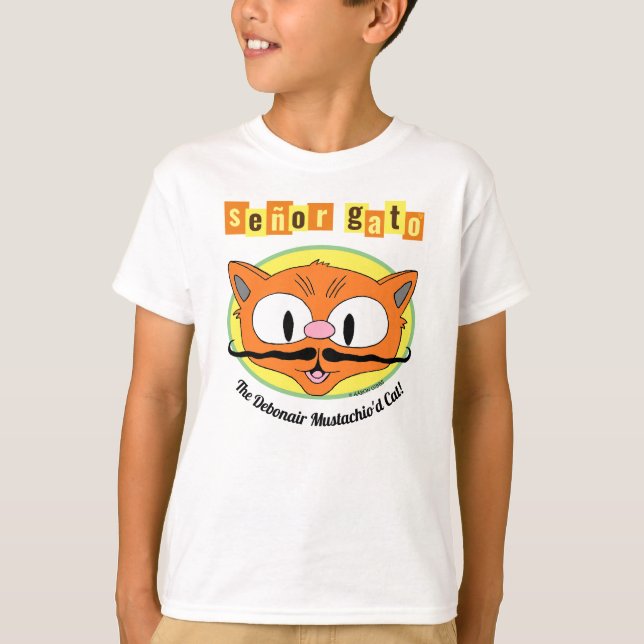 Señor Gato ™ Den elegante Mustaschkatten! T Shirt (Framsida)
