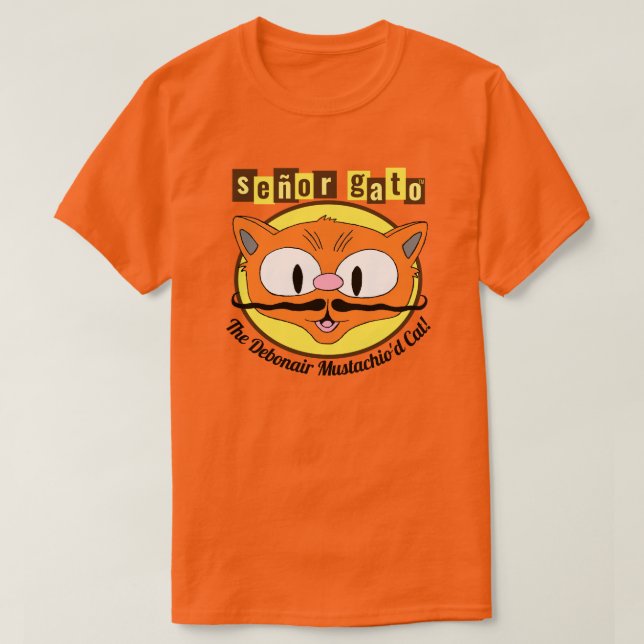 Señor Gato™ den mondäna mustaschkatten! T Shirt (Design framsida)