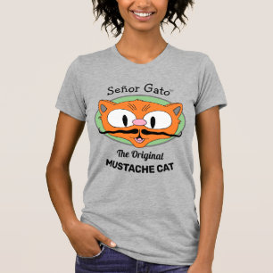 Señor Gato™ den Ursprungliga Mustaschkatten Teckna T Shirt