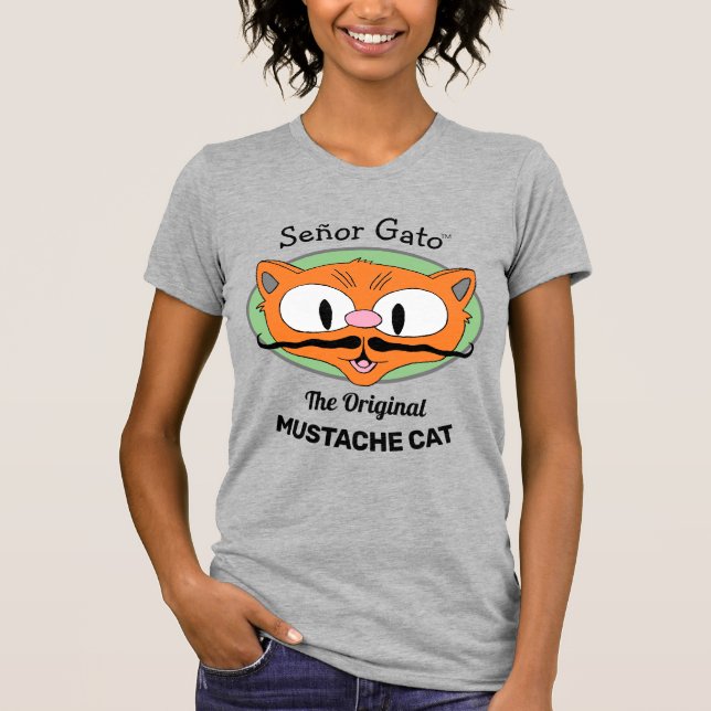 Señor Gato™ den ursprungliga Tecknaden för mustach T Shirt (Framsida)