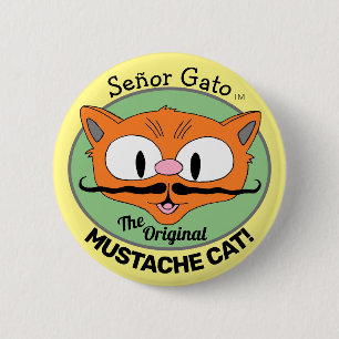 Señor Gato den ursprungliga Tecknaden Mustache Cat Knapp