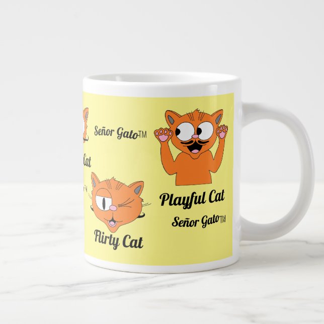 Señor Gato Fem Bilder Söt Mustasch Katt Jumbo Mugg (Höger)