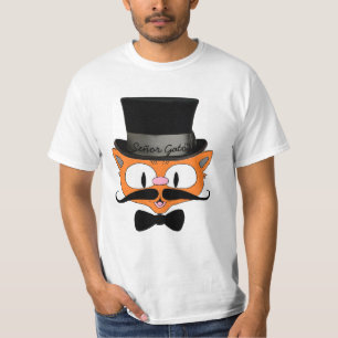 Señor Gato™ Handlebar Mustache Cat med Top hat T Shirt