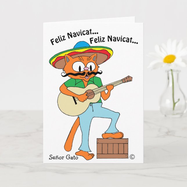 Senor Gato Meowy Catmas, humoristiskt julkort Kort (Liten växt)